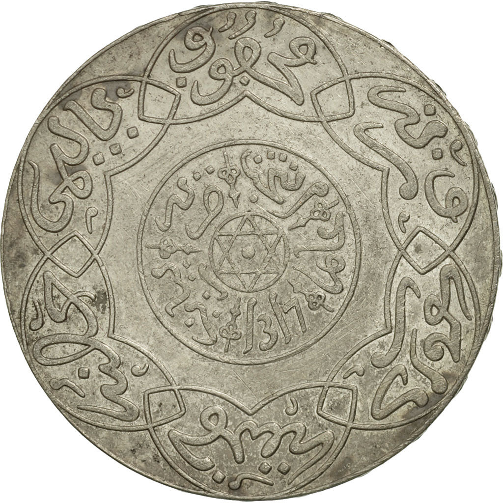 Coin, Morocco, 'Abd al-Aziz, 5 Dirhams, 1899, Paris, EF(40-45), Silver, KM:12.2