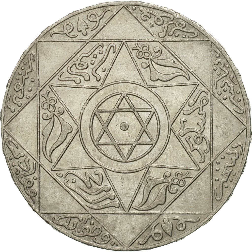 Coin, Morocco, 'Abd al-Aziz, 5 Dirhams, 1899, Paris, EF(40-45), Silver, KM:12.2