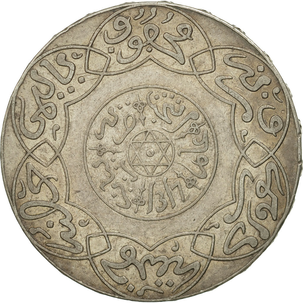 Coin, Morocco, 'Abd al-Aziz, 5 Dirhams, 1899, Paris, EF(40-45), Silver, KM:12.2