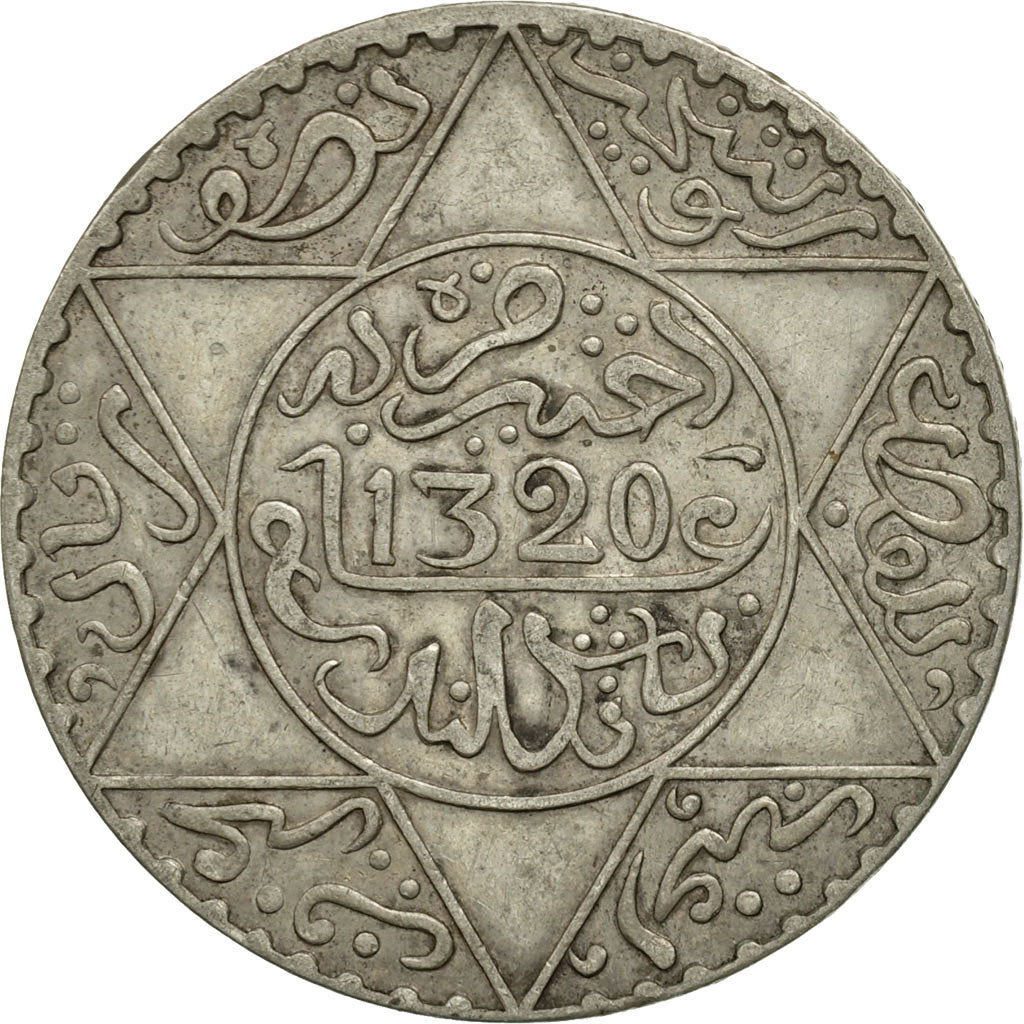 Coin, Morocco, 'Abd al-Aziz, 1/2 Rial, 5 Dirhams, 1902, London, EF(40-45)