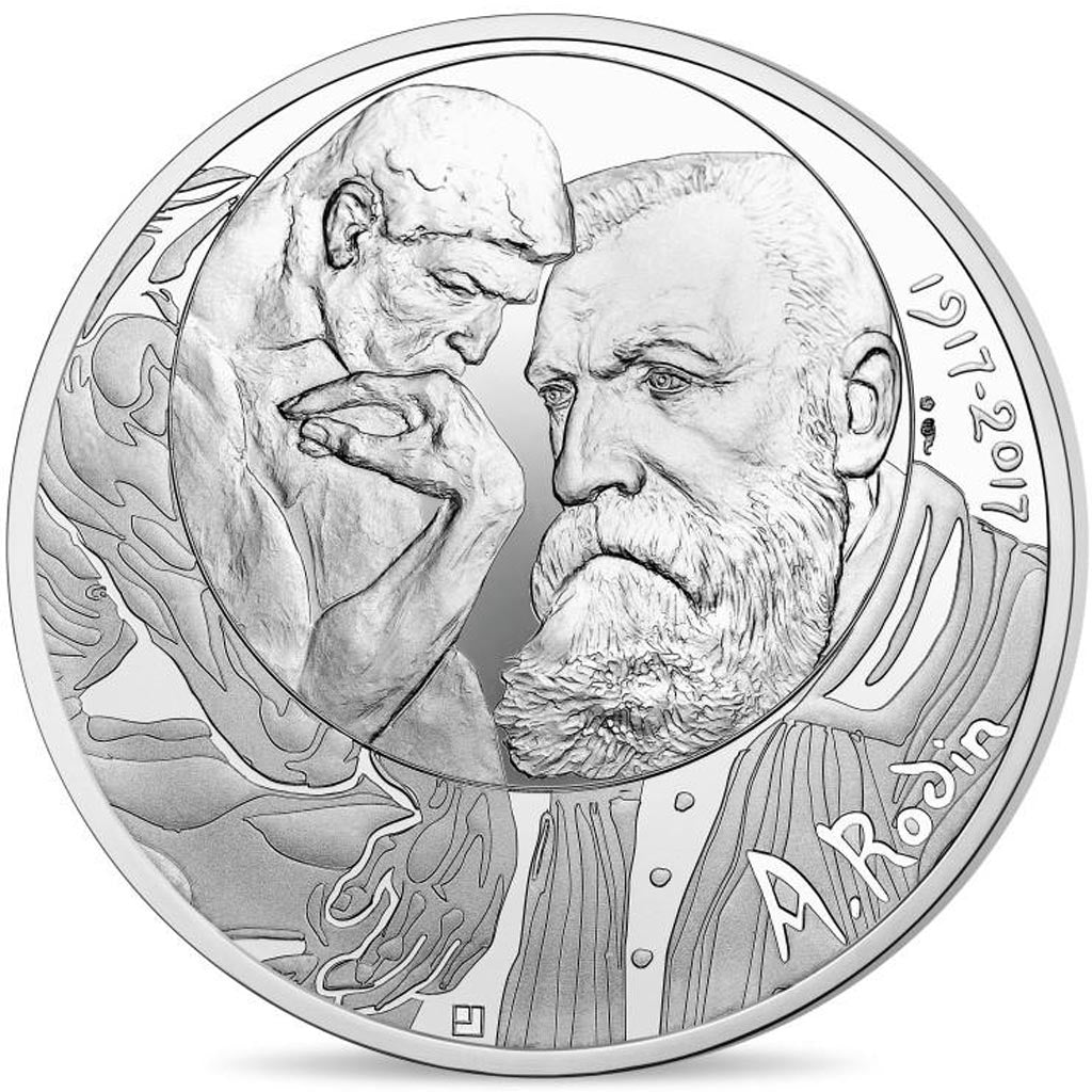 Coin, France, Monnaie de Paris, 100 Euro, Auguste Rodin, 2017, MS(65-70), Silver