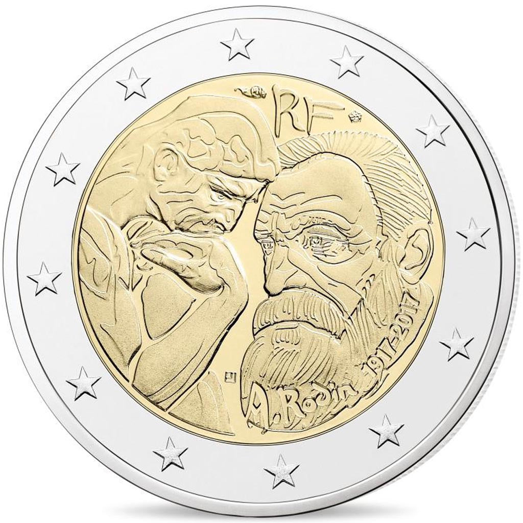 Monnaie, France, Monnaie de Paris, 2 Euro, Auguste Rodin, 2017, FDC, Bimetallic