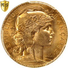 Munten, Frankrijk, Marianne, 20 Francs, 1907, Paris, PCGS, MS65, FDC, Goud