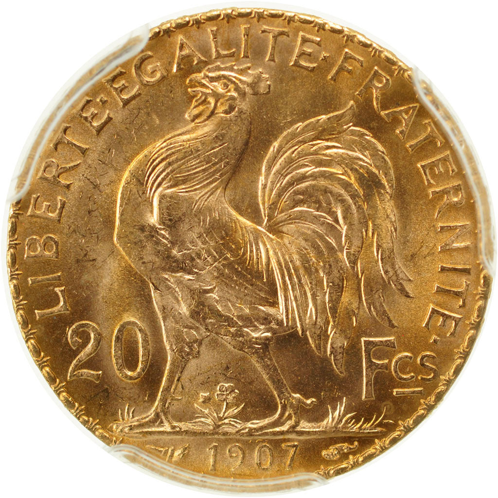 France, Marianne, 20 Francs, 1907, Paris, PCGS, MS65, MS(65-70), Gold, KM:857