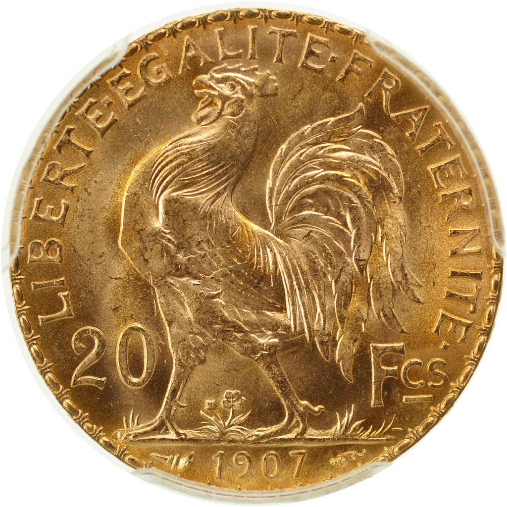 France, Marianne, 20 Francs, 1907, Paris, PCGS, MS66, MS(65-70), Gold, KM:857