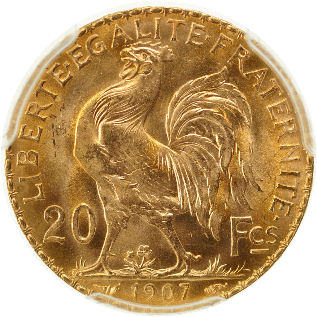 Coin, France, Marianne, 20 Francs, 1907, Paris, PCGS, MS66, MS(65-70), Gold