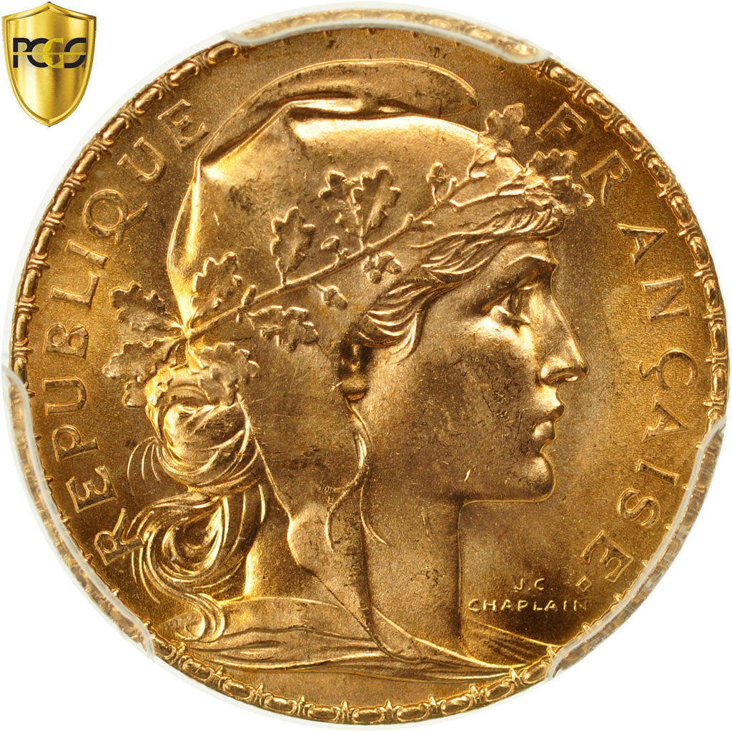 France, Marianne, 20 Francs, 1907, Paris, PCGS, MS66, MS(65-70), Gold, KM:857