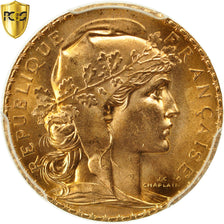 France, Marianne, 20 Francs, 1907, Paris, PCGS, MS66, MS(65-70), Gold, KM:857