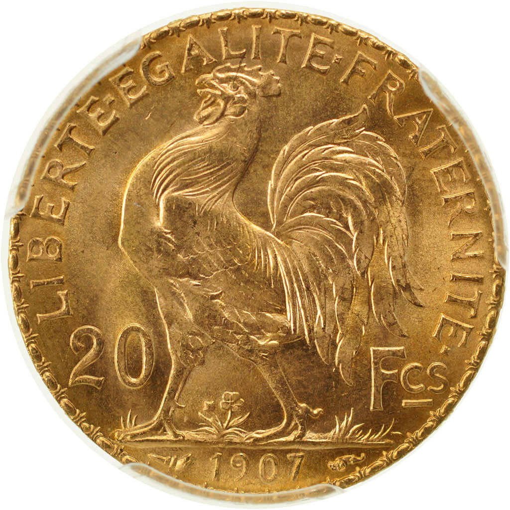 France, Marianne, 20 Francs, 1907, Paris, PCGS, MS66, MS(65-70), Gold, KM:857
