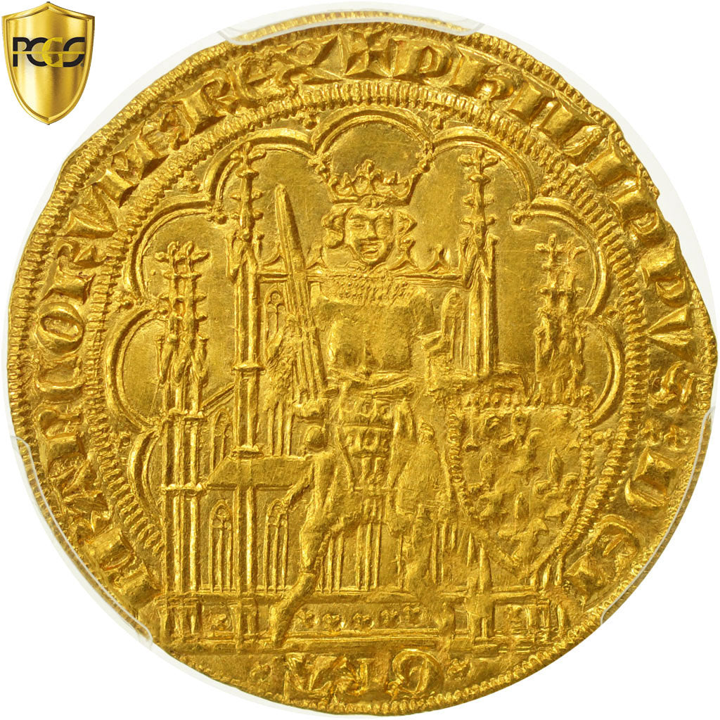 France, Philippe VI, Ecu d'or à la chaise, 1328-1350, PCGS, MS63, Duplessy:249A