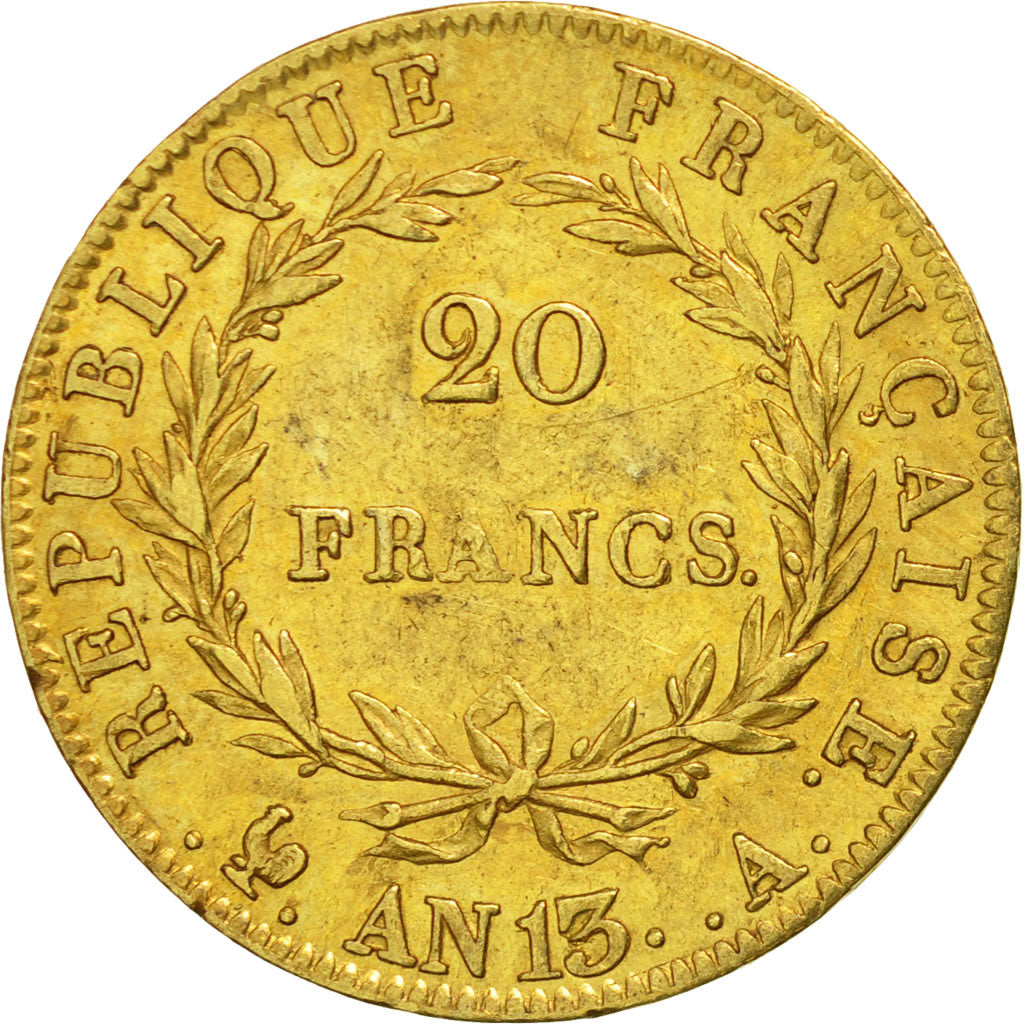France, Napoléon I, 20 Francs, 1805, Paris, AU(55-58), Gold, KM:674.1