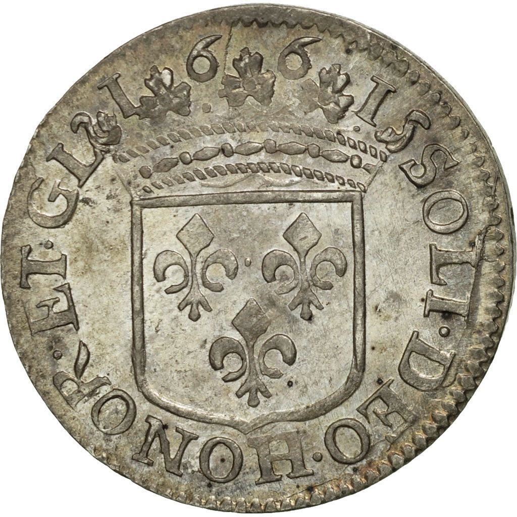 Coin, FRENCH STATES, ORANGE, 1/12 ECU, 5 Sols, 1661, Orange, AU(55-58), Silver