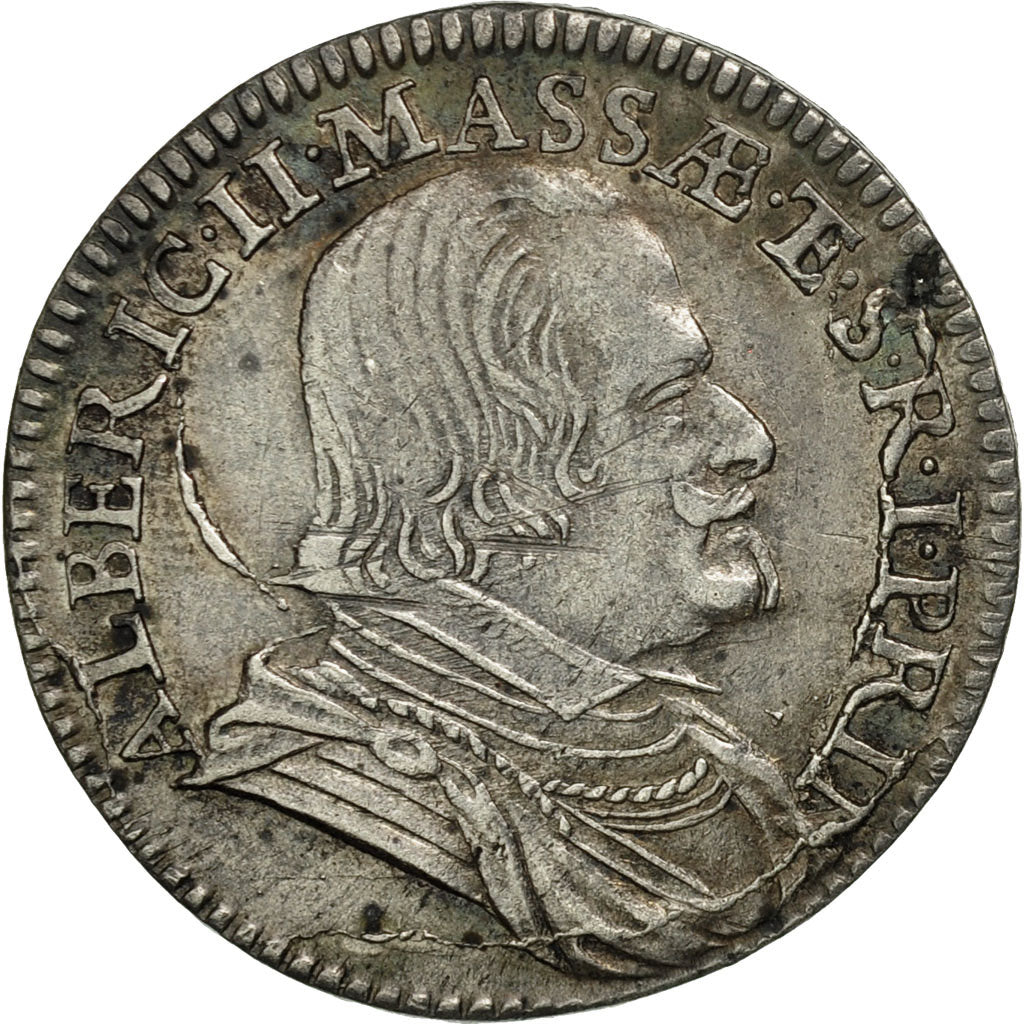 Coin, ITALIAN STATES, MASSA DI LUNIGIANO, 8 Bolognini, 1663, AU(50-53), Silver