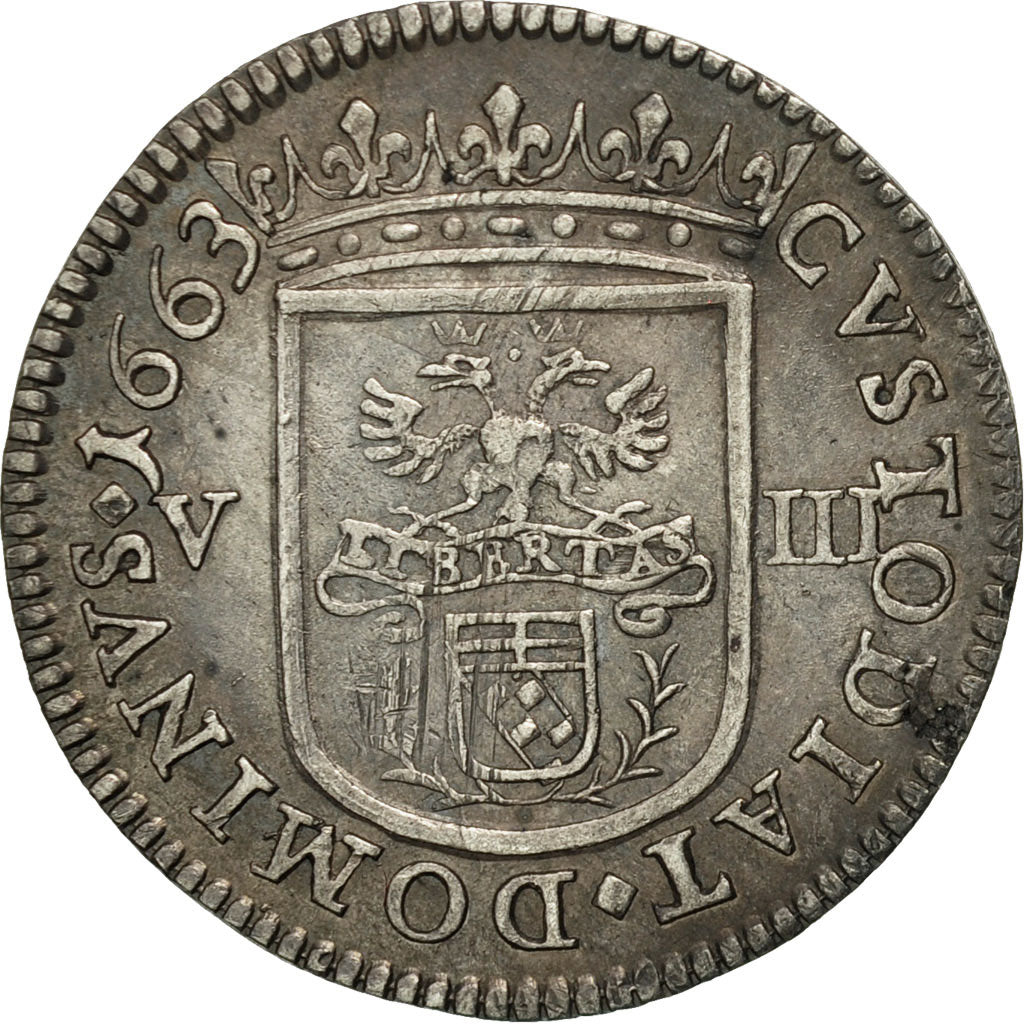 Coin, ITALIAN STATES, MASSA DI LUNIGIANO, 8 Bolognini, 1663, AU(50-53), Silver