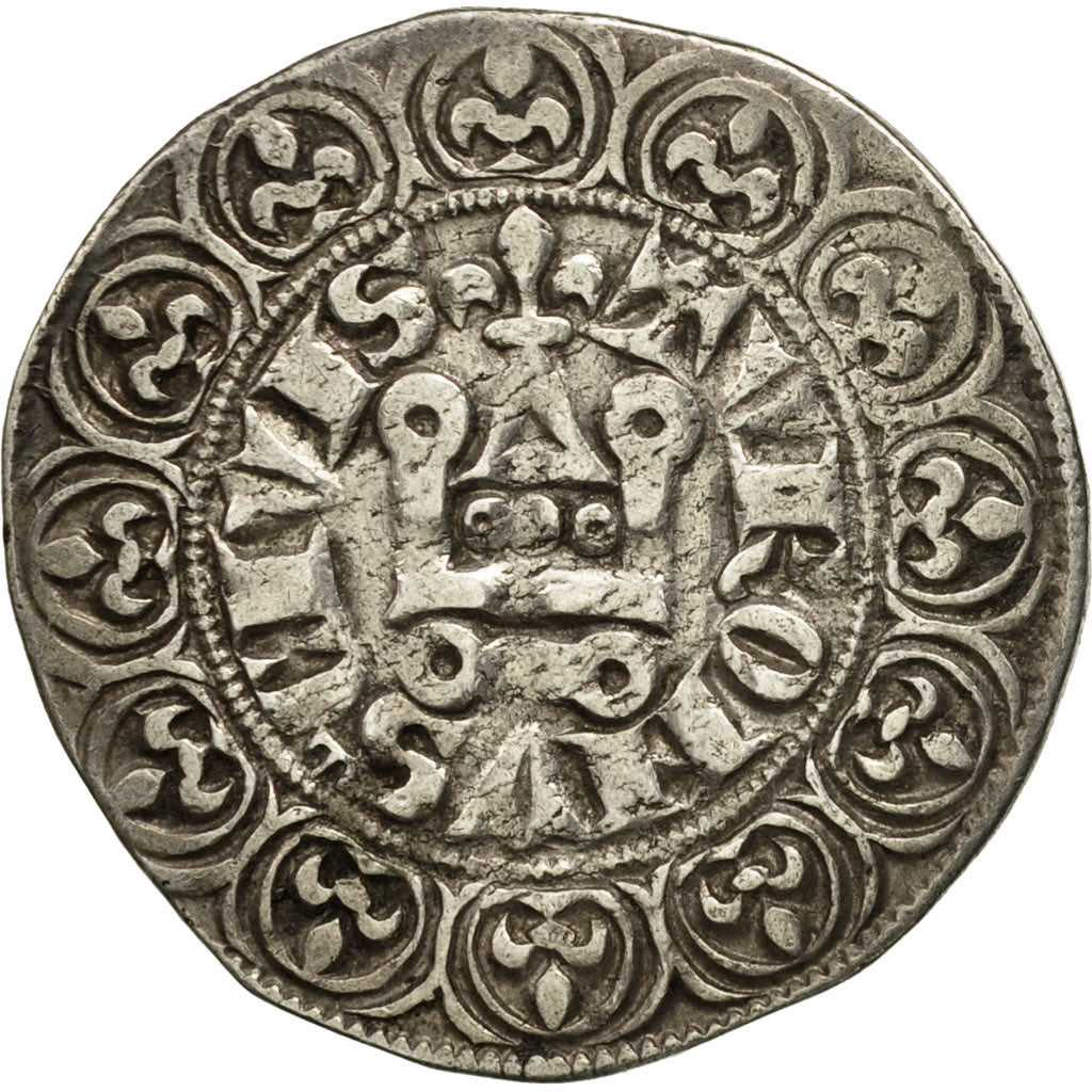 France, Philippe IV, Gros Tournois au lis, EF(40-45), Silver, Duplessy:217