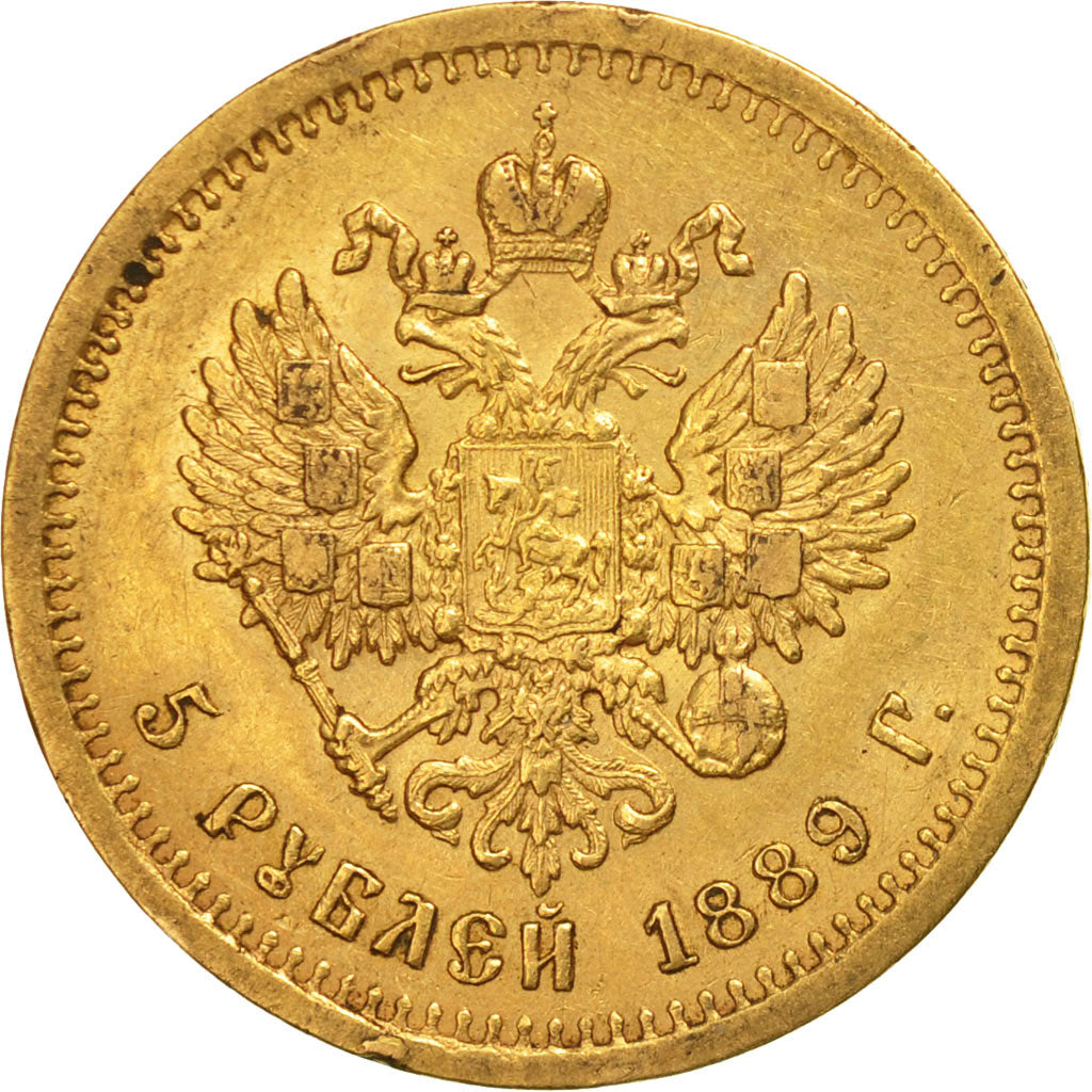 Monnaie, Russie, Alexander III, 5 Roubles, 1889, St. Petersburg, TTB, Or, KM:42