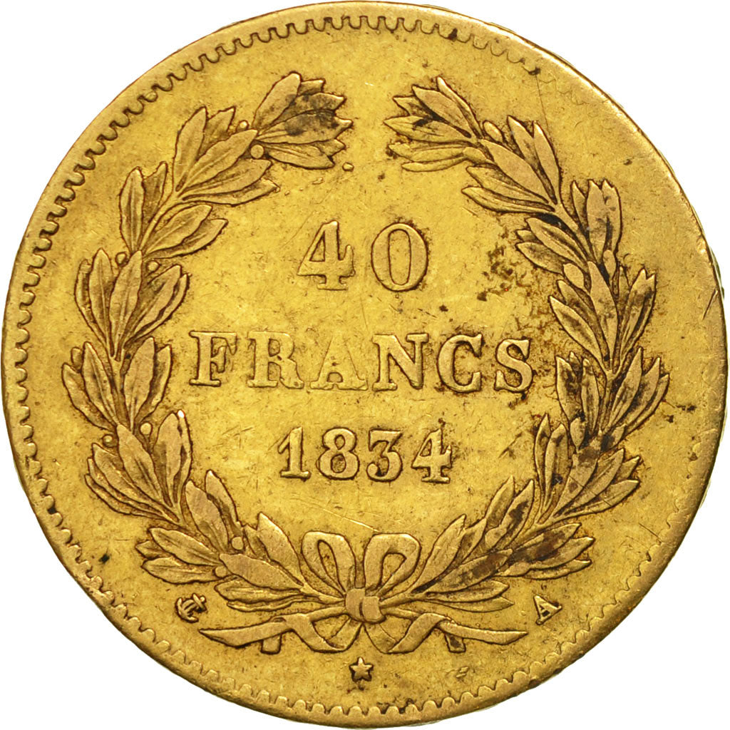 Munten, Frankrijk, Louis-Philippe, 40 Francs, 1834, Paris, ZF, Goud, KM:747.1