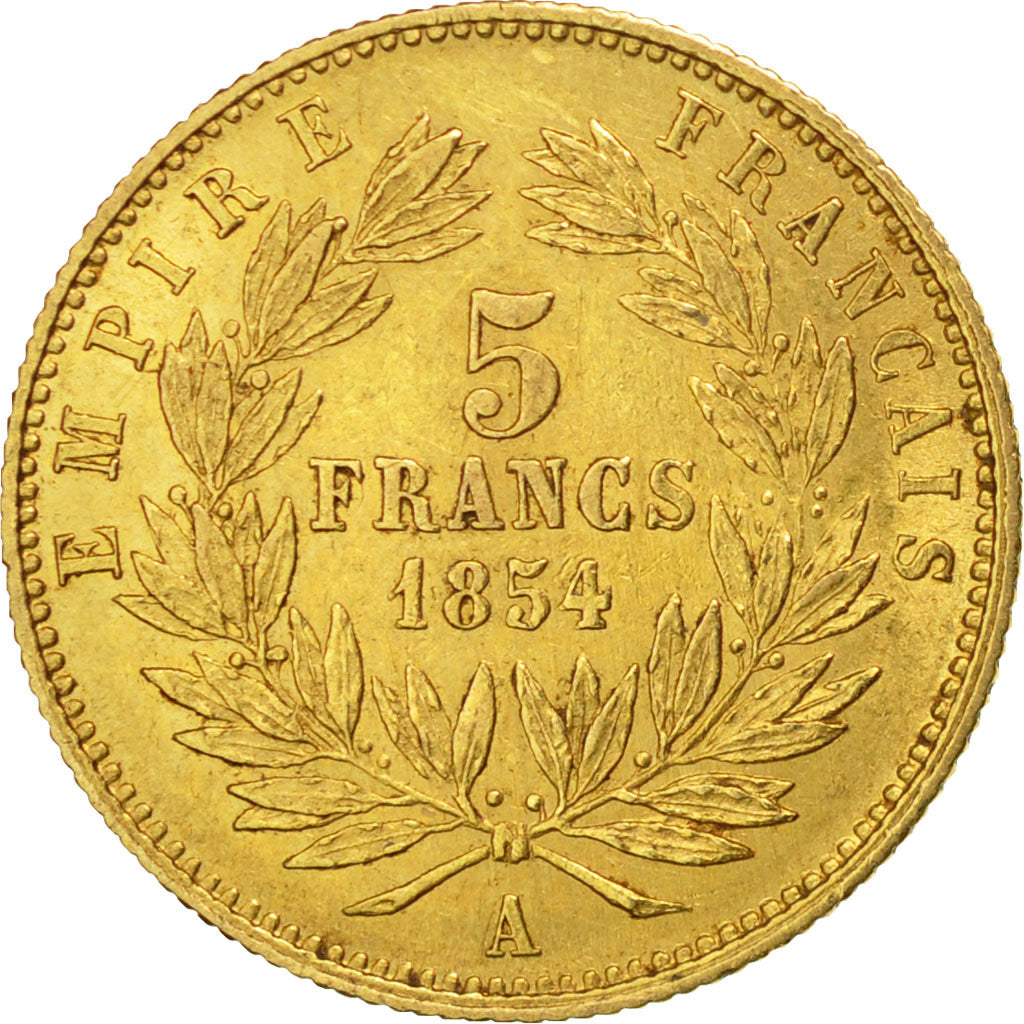 France, Napoleon III, 5 Francs, 1854, Paris, AU(50-53), Gold, KM:783