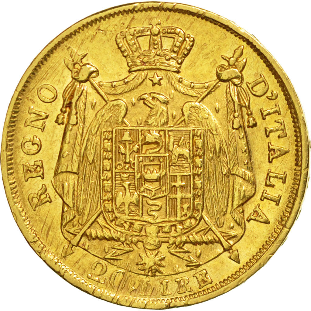 ITALIAN STATES, KINGDOM OF NAPOLEON, 20 Lire, 1812, Milan, Gold, KM:11