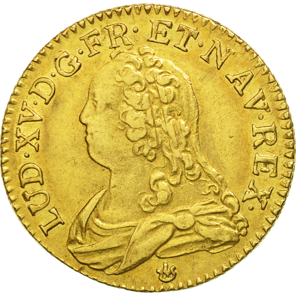 France, Louis XV, Louis d'or aux lunettes, 1726, Lyon, EF(40-45), Gold, KM:489.6