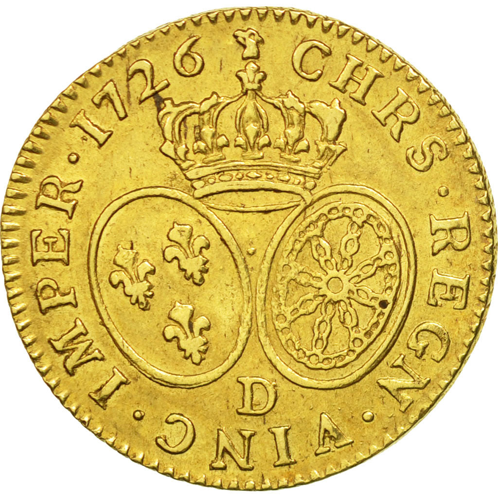 France, Louis XV, Louis d'or aux lunettes, 1726, Lyon, EF(40-45), Gold, KM:489.6