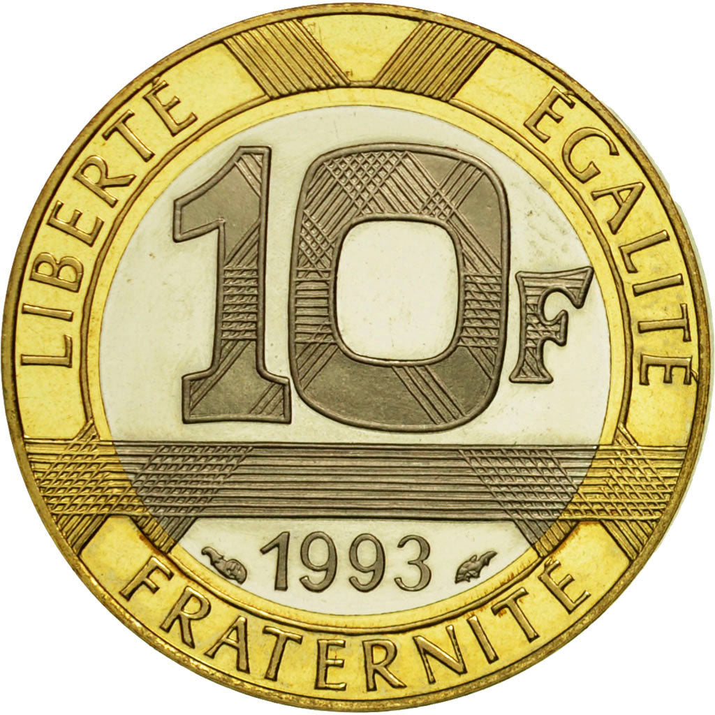 Frankreich, Génie, 10 Francs, 1993, Paris, UNZ, Aluminum-Bronze, KM:964.2