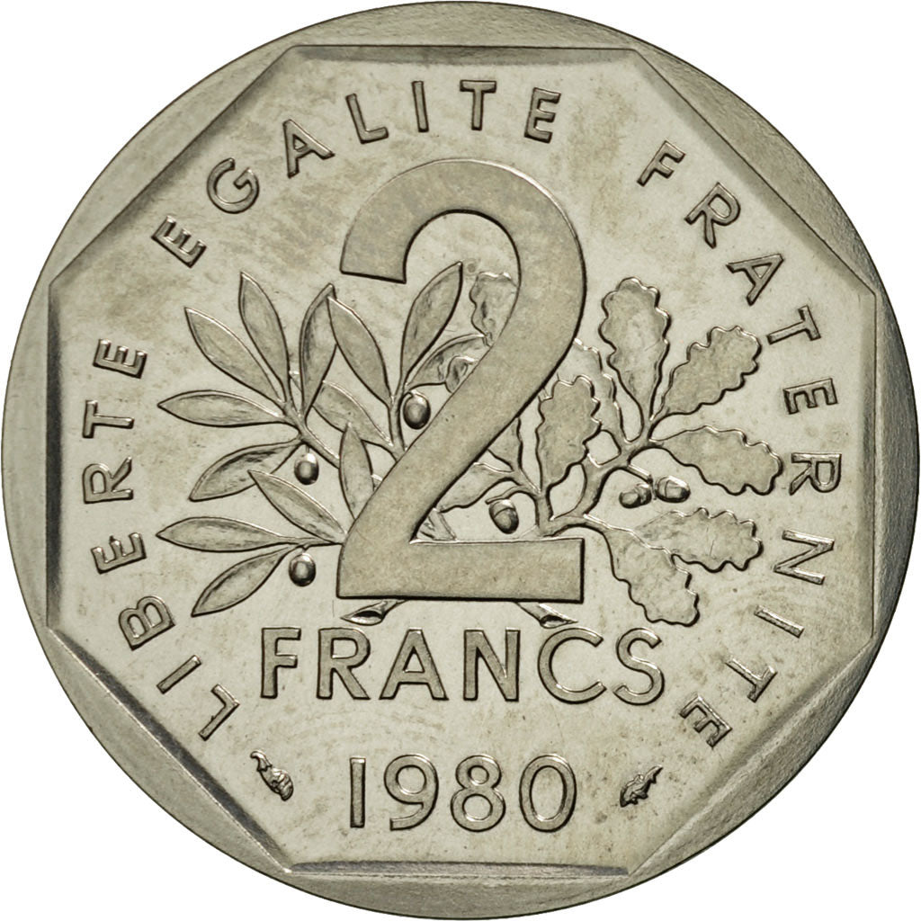 Münze, Frankreich, 2 Francs, 1980, Paris, UNZ, Nickel, KM:P671, Gadoury:123.P1