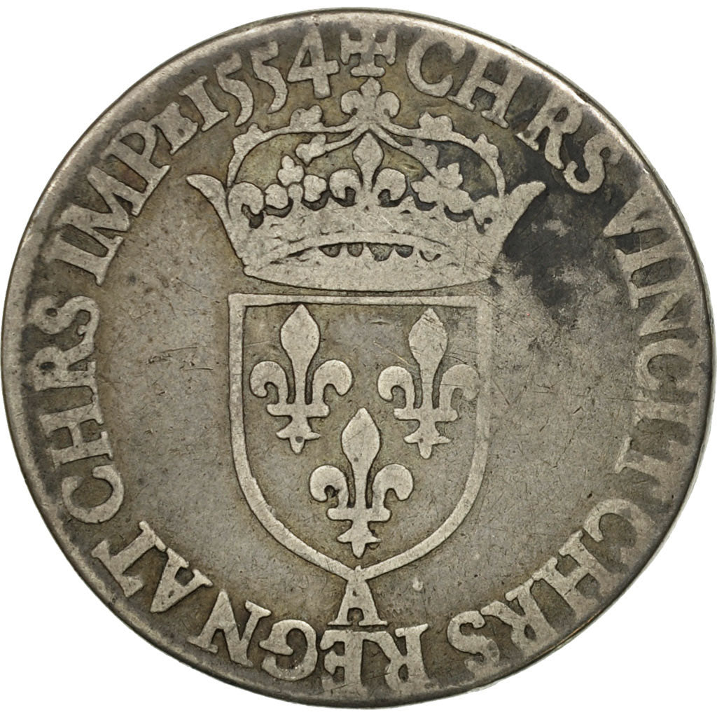 Monnaie, France, Henri II, Teston, 1554, Paris, TB, Argent, Ciani:1285