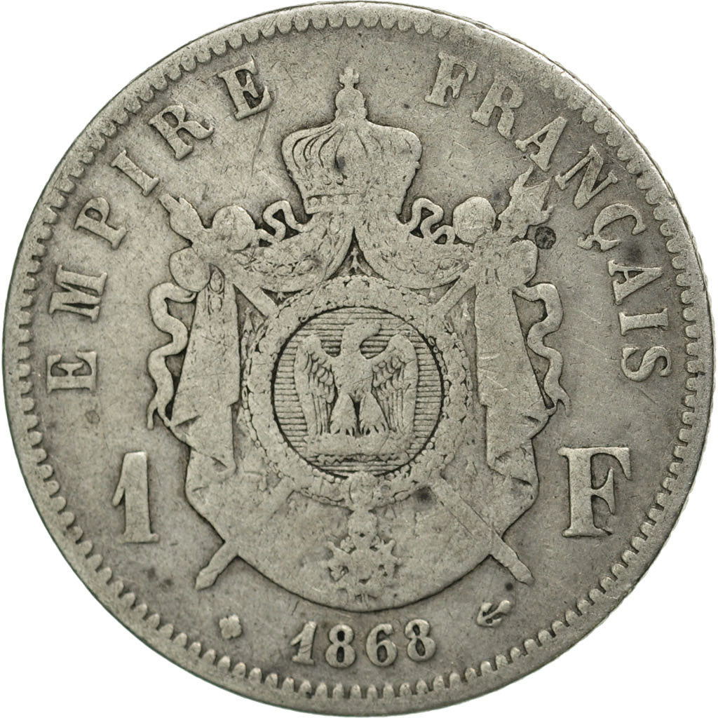 Moneta, Francia, Napoleon III, Napoléon III, Franc, 1868, Strasbourg, B+