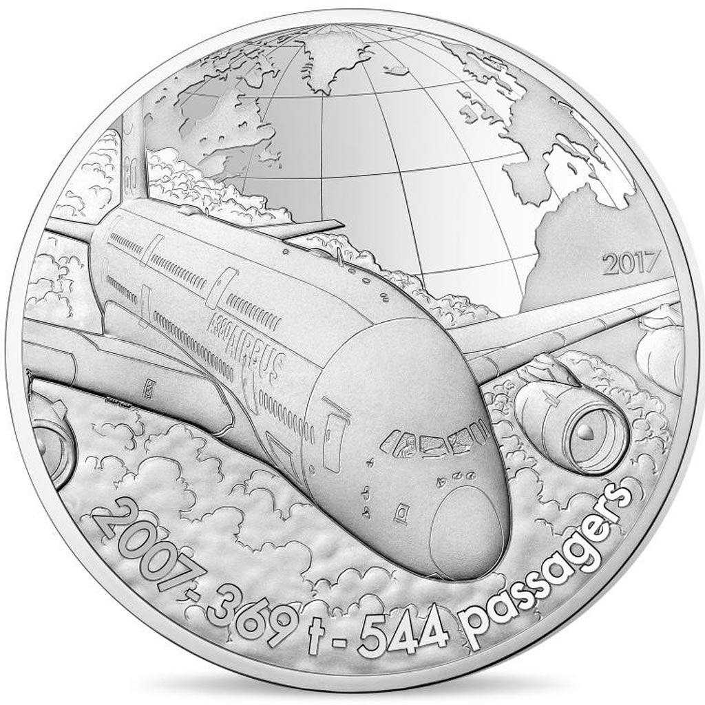 Munten, Frankrijk, Parijse munten, 10 Euro, Avion A380, 2017, FDC, Zilver