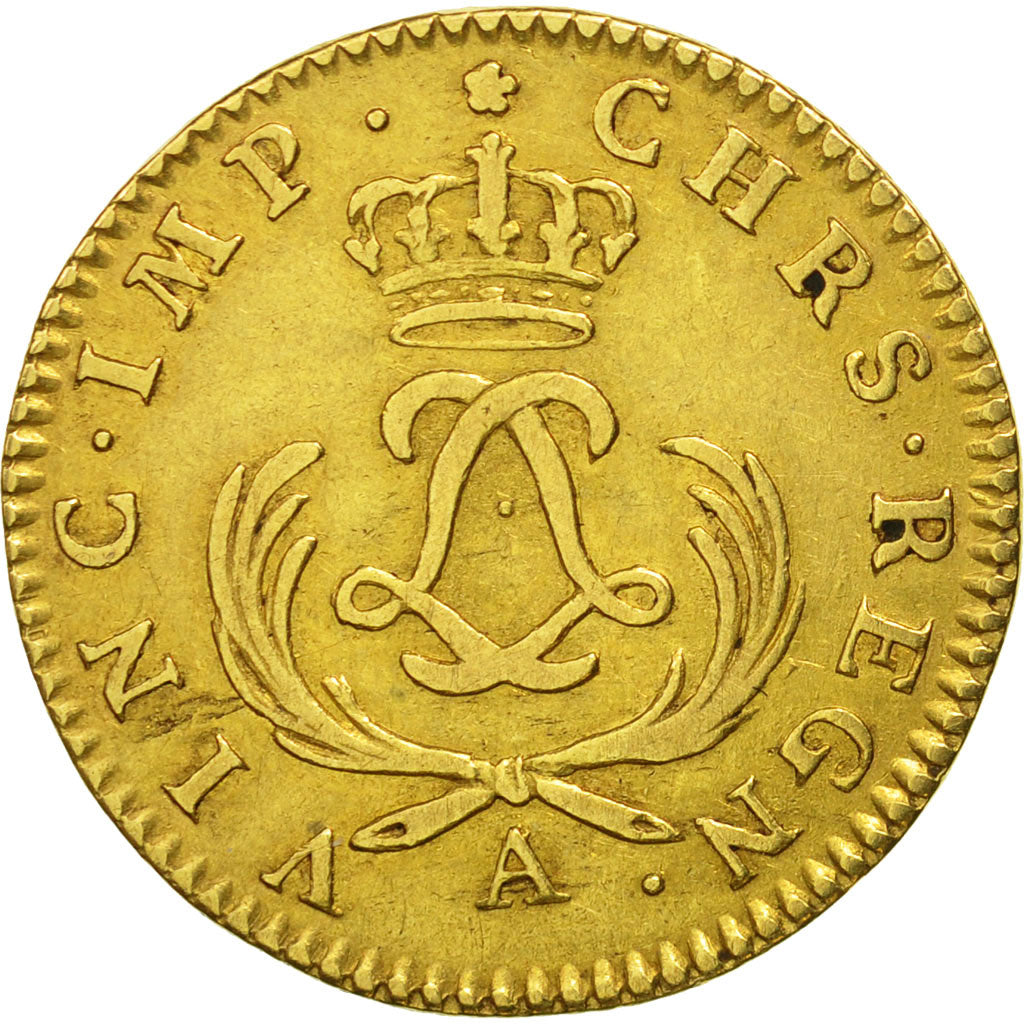 Moneta, Francia, Louis XV, Louis d'or Mirliton, palmes courtes, Louis d'Or