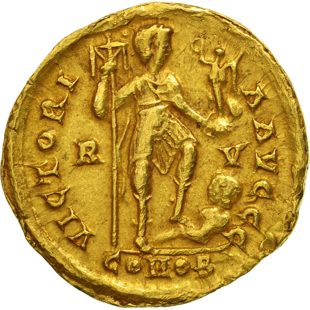Coin, Honorius, Solidus, Ravenna, AU(50-53), Gold, RIC:1287