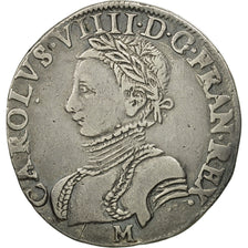 Francia, Charles IX, Teston, 1565, Toulouse, MBC+, Plata, Sombart:4602