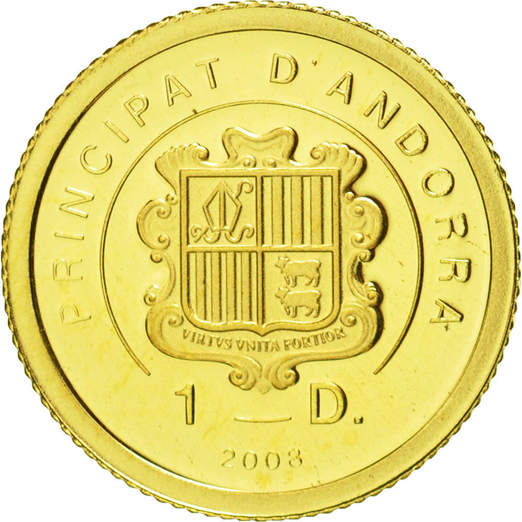 Coin, Andorra, Basilica de Sant Pere, Diner, 2008, MS(65-70), Gold