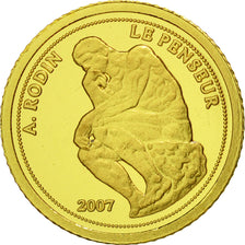 Benin, Le Penseur de Rodin, 1500 Francs CFA, 2007, MS(65-70), Gold