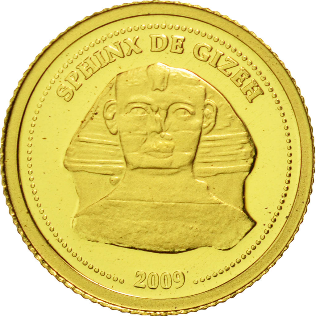 Congo Democratic Republic, Sphink de Gizeh, 10 Francs, 2009, MS(65-70), Gold