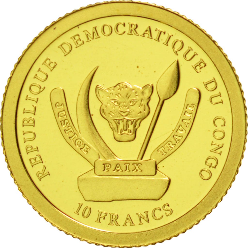 Congo Democratic Republic, Sphink de Gizeh, 10 Francs, 2009, MS(65-70), Gold