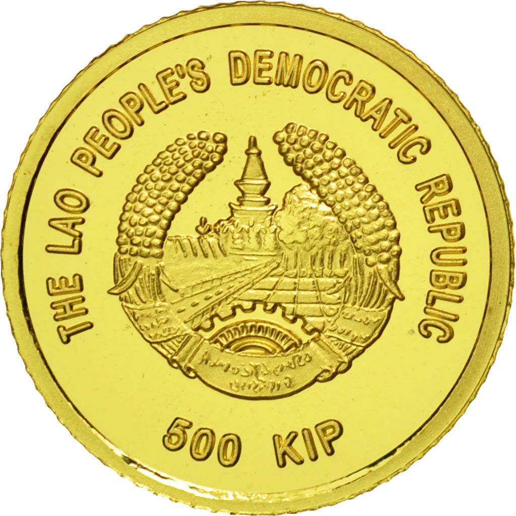 Lao, 500 Kip, 2008, Valcambi, MS(65-70), Gold, KM:160
