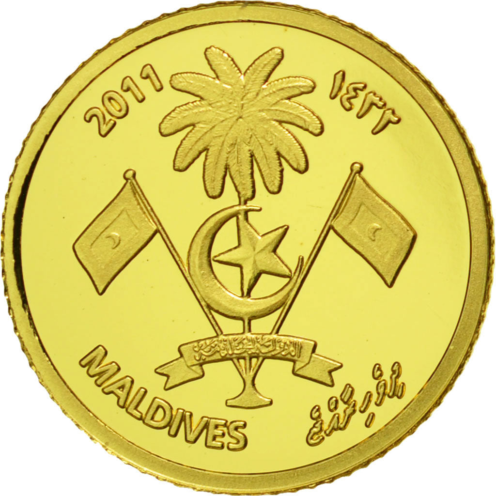 Coin, MALDIVE ISLANDS, 20 Rufiyaa, 2011, Valcambi, MS(65-70), Gold, KM:107