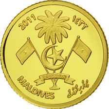 Coin, MALDIVE ISLANDS, 20 Rufiyaa, 2011, Valcambi, MS(65-70), Gold, KM:107