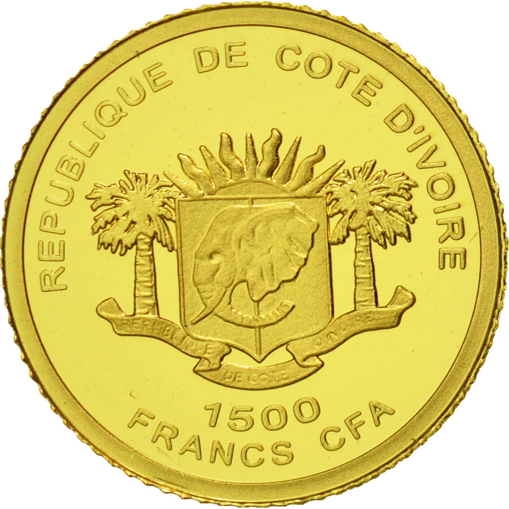 Coin, Ivory Coast, Justice, 1500 Francs CFA, MS(65-70), Gold