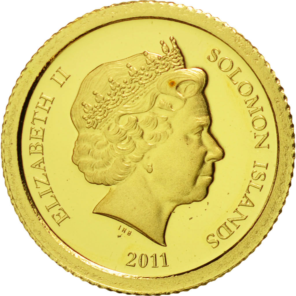 Solomon Islands, Elizabeth II, 5 Dollars, 2011, B.H. Mayer, MS(65-70), Gold