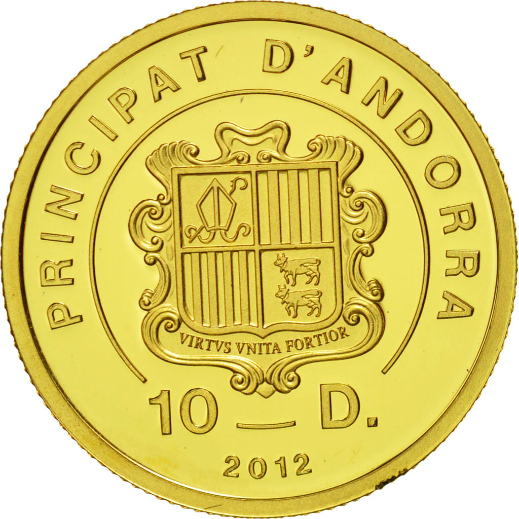 Coin, Andorra, 10 Diners, 2012, MS(65-70), Gold