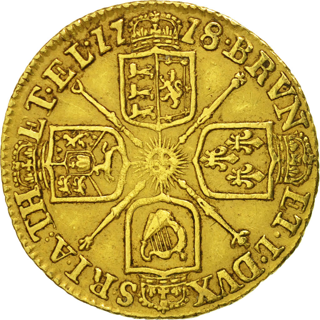 Great Britain, George I, 1/2 Guinea, 1718, VF(30-35), Gold, KM:541.1