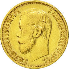 Munten, Rusland, Nicholas II, 5 Roubles, 1898, St. Petersburg, ZF+, Goud, KM:62