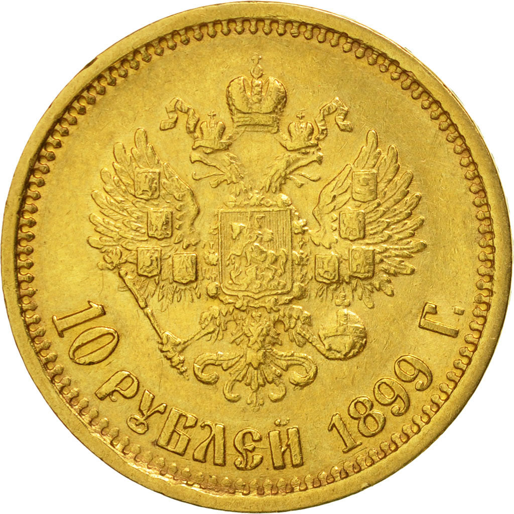 Moneta, Russia, Nicholas II, 10 Roubles, 1899, St. Petersburg, BB, Oro, KM:64