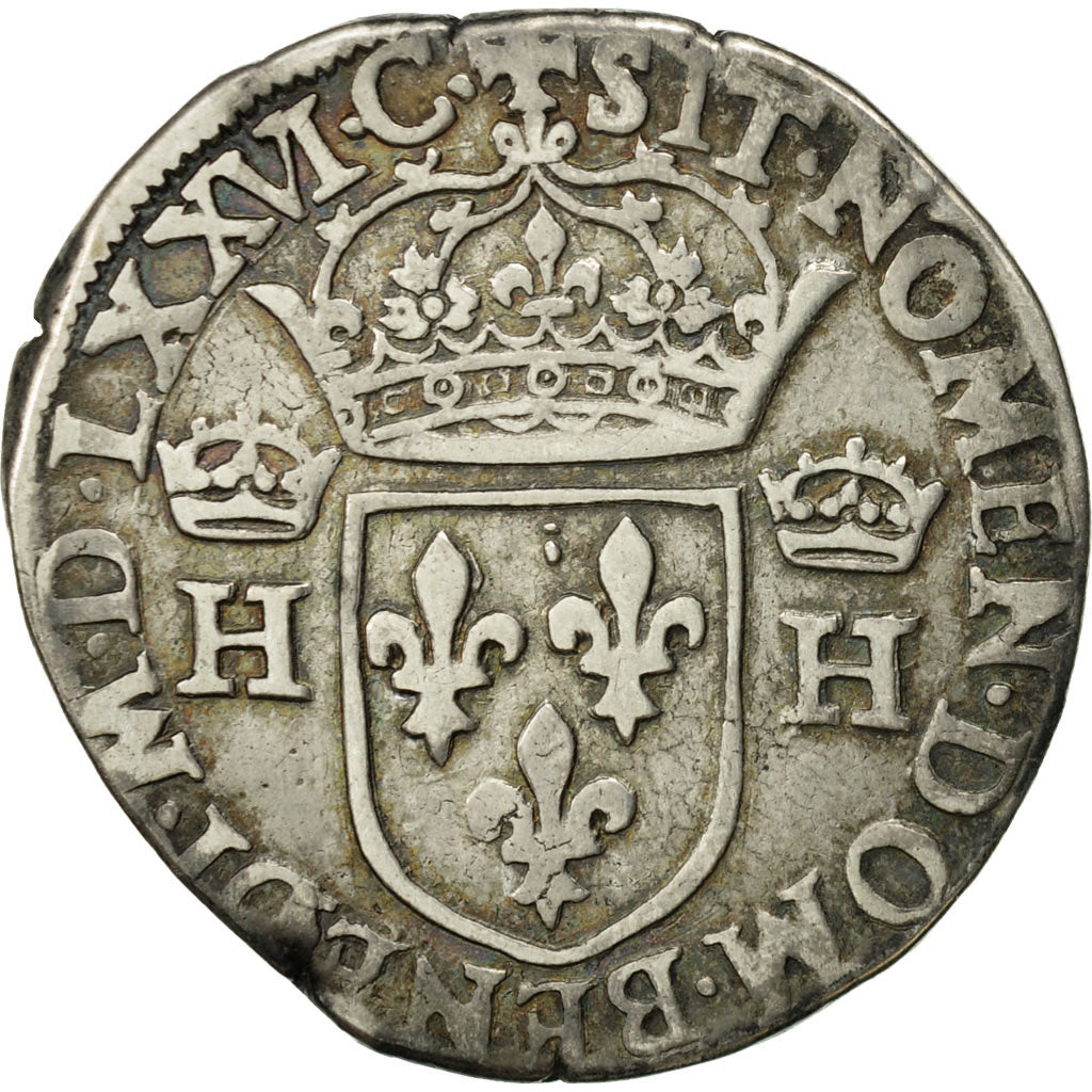 Coin, France, Henri III, Teston, 1576, Toulouse, VF(30-35), Silver, Sombart:4654