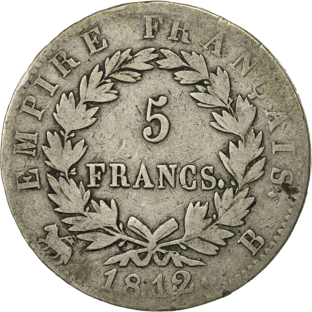 France, Napoléon I, 5 Francs, 1812, Rouen, VF(20-25), Silver, KM:694.2