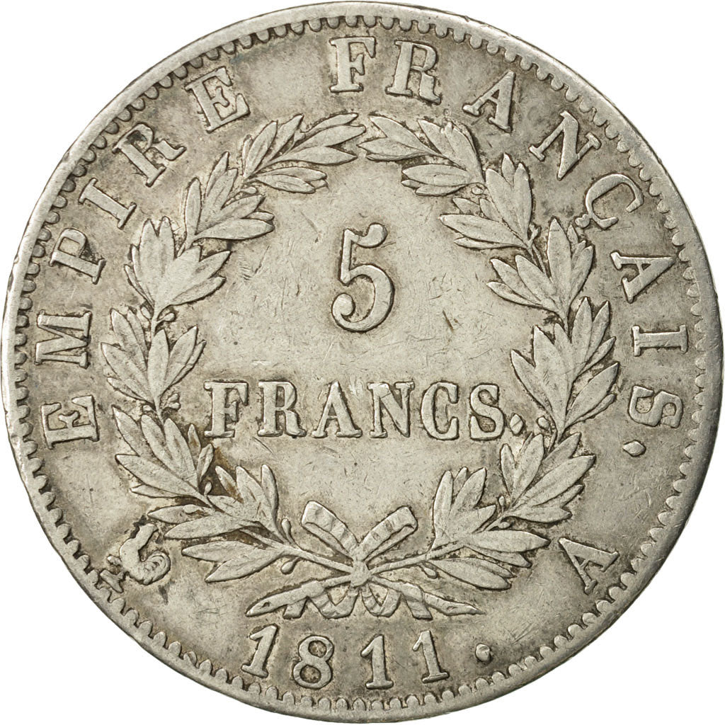 Frankreich, Napoléon I, 5 Francs, 1811, Paris, S+, Silber, KM:694.1