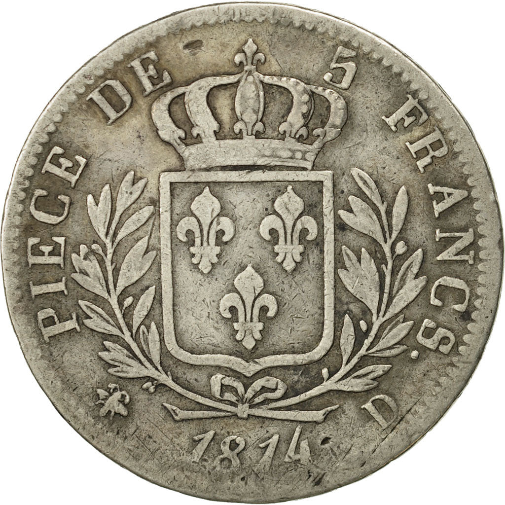 Münze, Frankreich, Louis XVIII, Louis XVIII, 5 Francs, 1814, Lyon, S, Silber